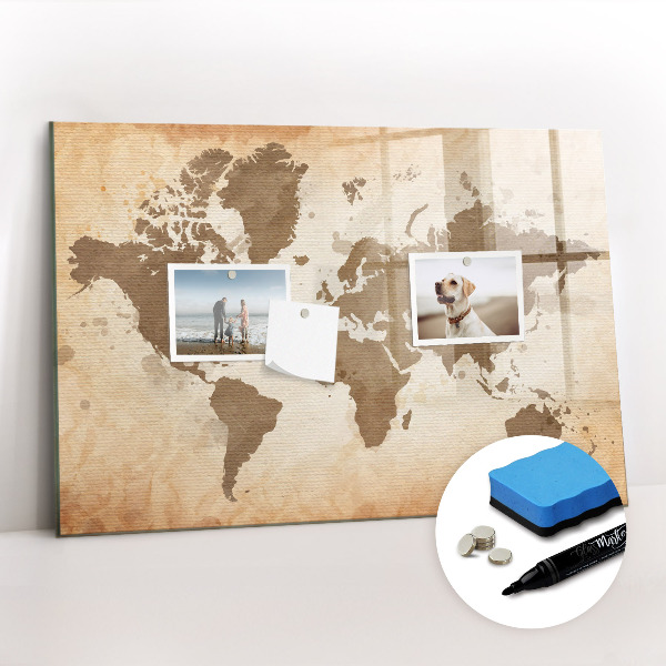 Magnetic dry erase board Painted World Map
