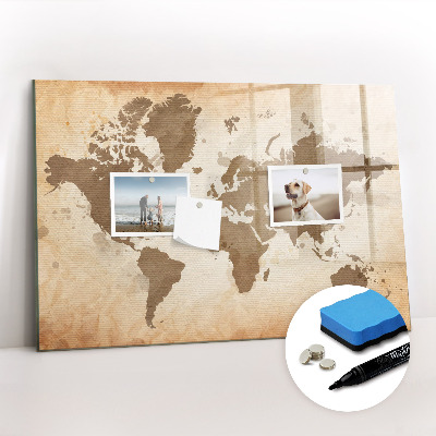 Magnetic board for writing Painted World Map