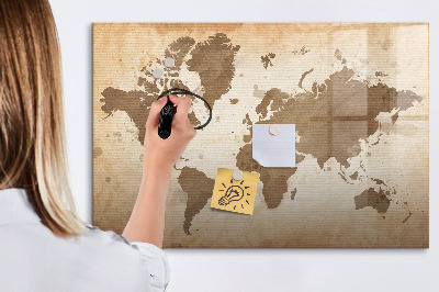 Magnetic board for writing Painted World Map