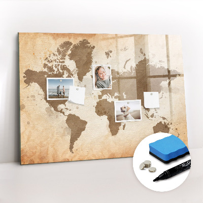 Magnetic dry erase board Painted World Map