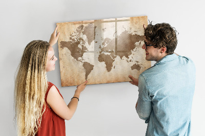 Magnetic board for writing Painted World Map