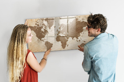 Magnetic board for writing Painted World Map