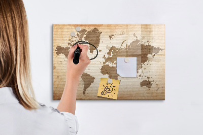 Magnetic board for writing Painted World Map