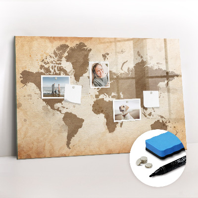 Magnetic board for writing Painted World Map