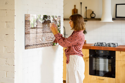 Dry erase magnetic board Flowers on Wood