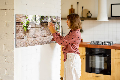 Dry erase magnetic board Flowers on Wood