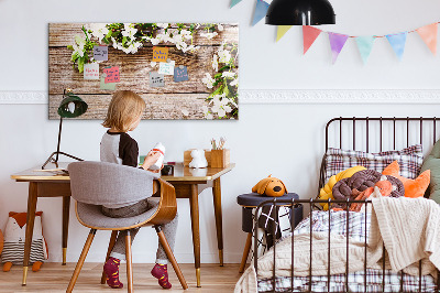 Dry erase magnetic board Flowers on Wood