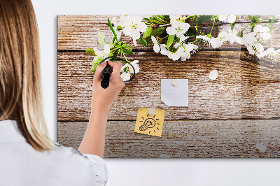 Dry erase magnetic board Flowers on Wood