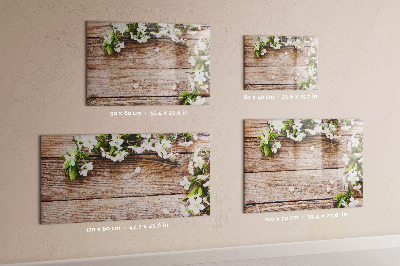 Dry erase magnetic board Flowers on Wood