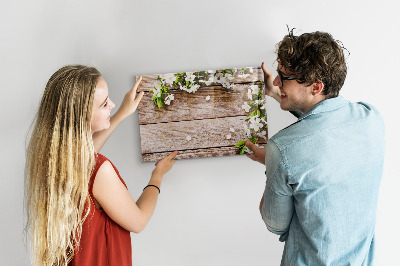 Dry erase magnetic board Flowers on Wood