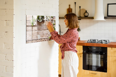 Dry erase magnetic board Flowers on Wood