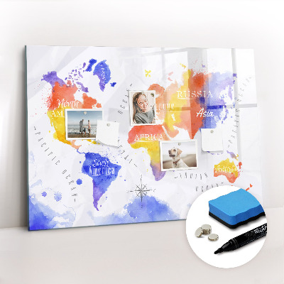 Magnetic board for drawing Watercolor World Map