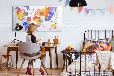Dry erase magnetic board Watercolor World Map