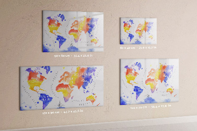 Dry erase magnetic board Watercolor World Map