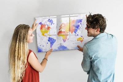 Dry erase magnetic board Watercolor World Map