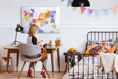 Dry erase magnetic board Watercolor World Map