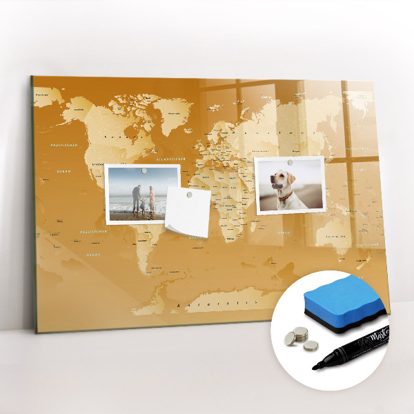 Dry erase magnetic board World Map