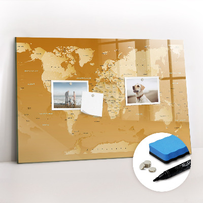 Dry erase magnetic board World Map
