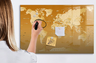 Dry erase magnetic board World Map