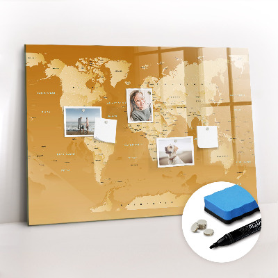 Dry erase magnetic board World Map