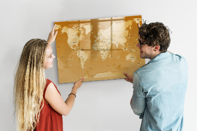 Dry erase magnetic board World Map