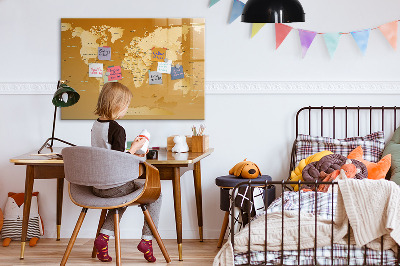 Dry erase magnetic board World Map