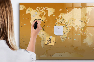Dry erase magnetic board World Map
