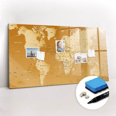 Dry erase magnetic board World Map