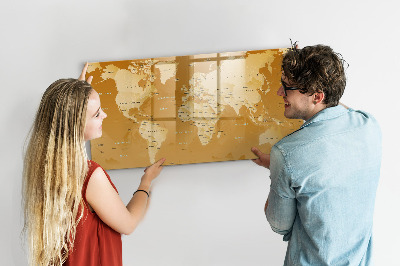 Dry erase magnetic board World Map