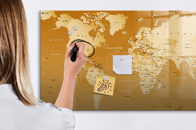 Dry erase magnetic board World Map