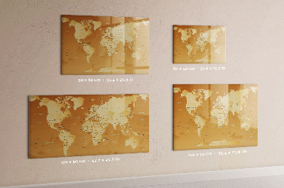 Dry erase magnetic board World Map