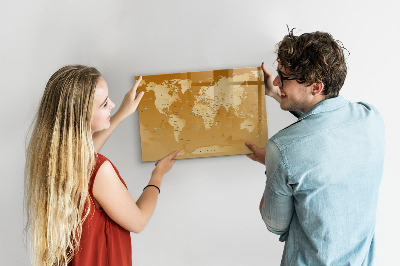 Dry erase magnetic board World Map