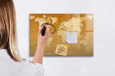 Dry erase magnetic board World Map