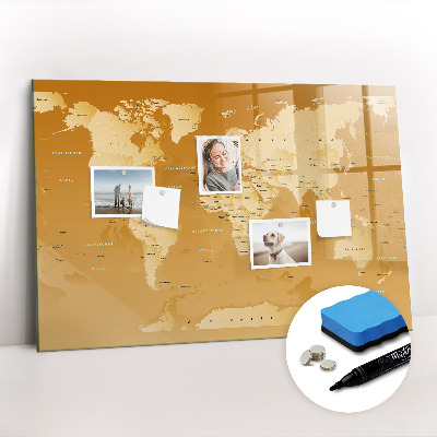Dry erase magnetic board World Map