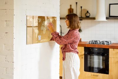 Dry erase magnetic board World Map