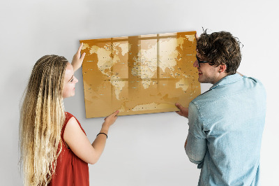 Dry erase magnetic board World Map