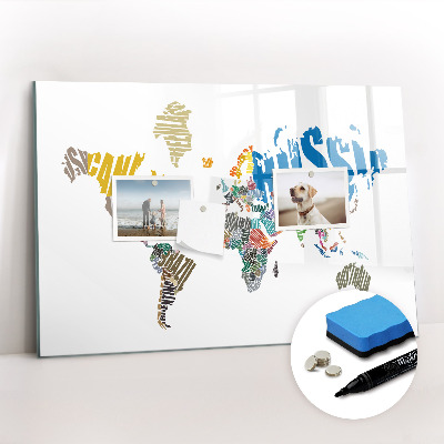 Dry erase magnetic board Text World Map