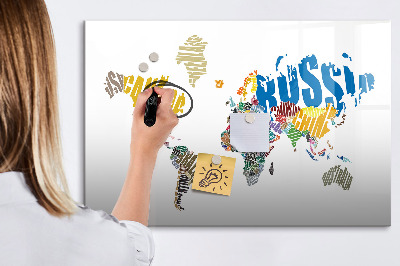 Dry erase magnetic board Text World Map