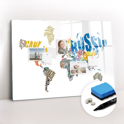 Dry erase magnetic board Text World Map