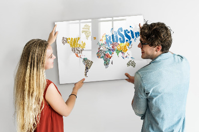 Dry erase magnetic board Text World Map