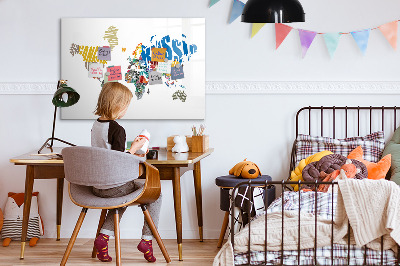 Magnetic board for drawing Text World Map