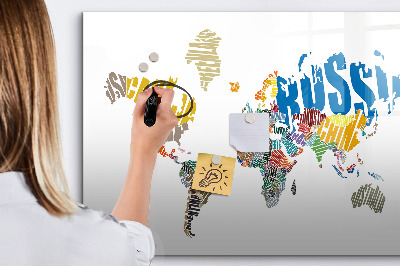 Dry erase magnetic board Text World Map