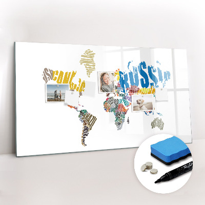 Dry erase magnetic board Text World Map