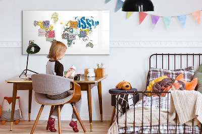 Dry erase magnetic board Text World Map