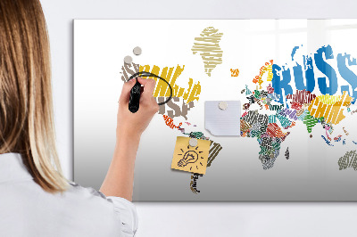 Dry erase magnetic board Text World Map