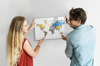 Dry erase magnetic board Text World Map