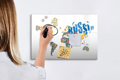 Dry erase magnetic board Text World Map