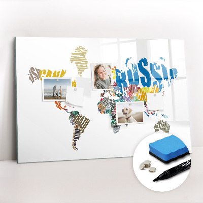 Dry erase magnetic board Text World Map