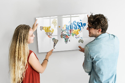 Dry erase magnetic board Text World Map