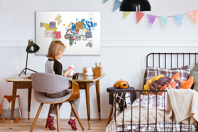 Dry erase magnetic board Text World Map